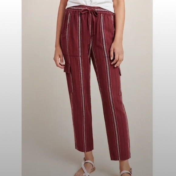 Sanctuary Women's Burgundy Striped Cropped Pants - Picture 1 of 4